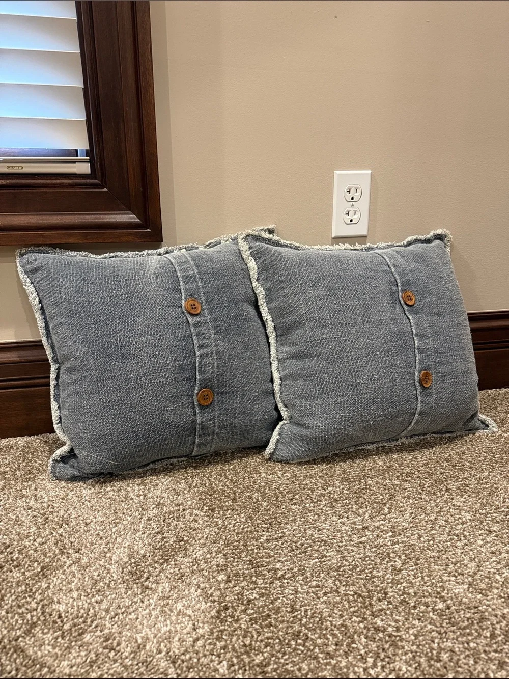Decorative Blue Gray Textured Throw Pillow - Set of 2